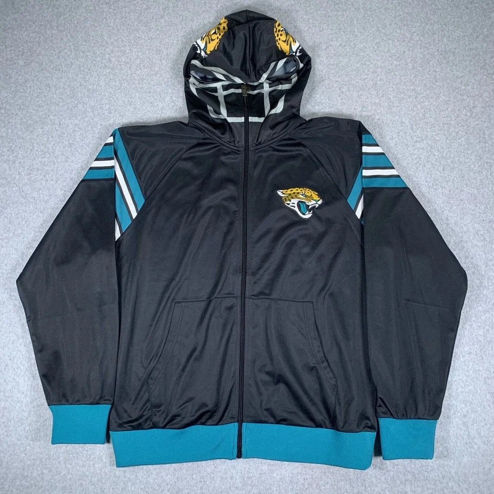 Pro Layer Jacksonville Jaguars Track Jacket Mens XL Black Helmet Hood NFL Zip